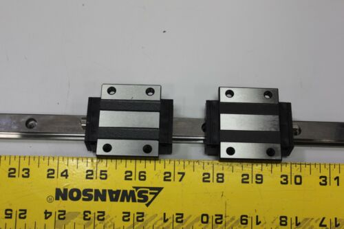 1 New PMI/AMT 336mm Linear Guide Rail With 2 Carriage Bearing Blocks MSB15E-N
