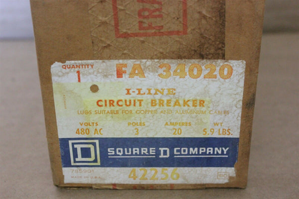 NEW SQUARE D INDUSTRIAL CIRCUIT BREAKER FA-34020